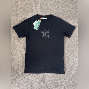 Authentic OFF-WHITE hands + rope/arrows motif design black T-shirt
